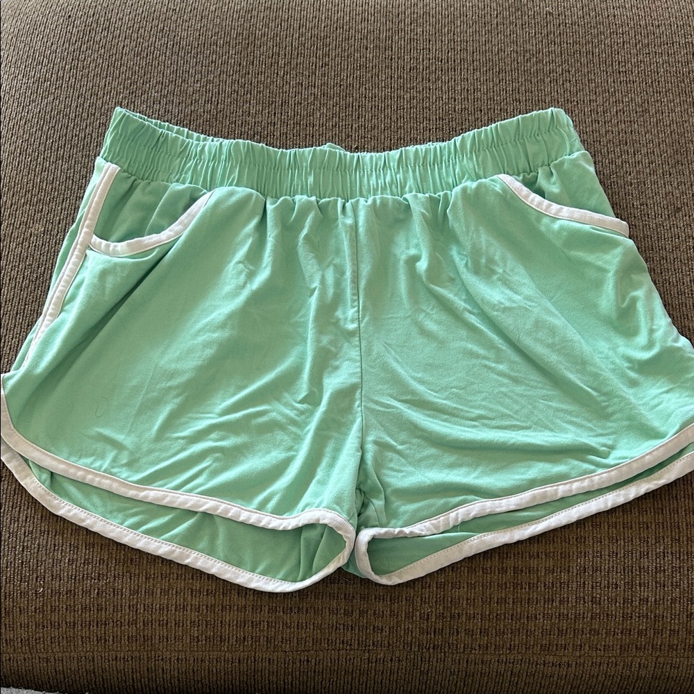 Mint Green Dolphins Athletic Women's Shorts with pockets